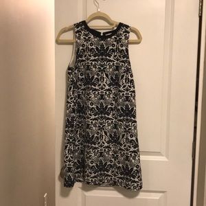 Navy and white shift dress